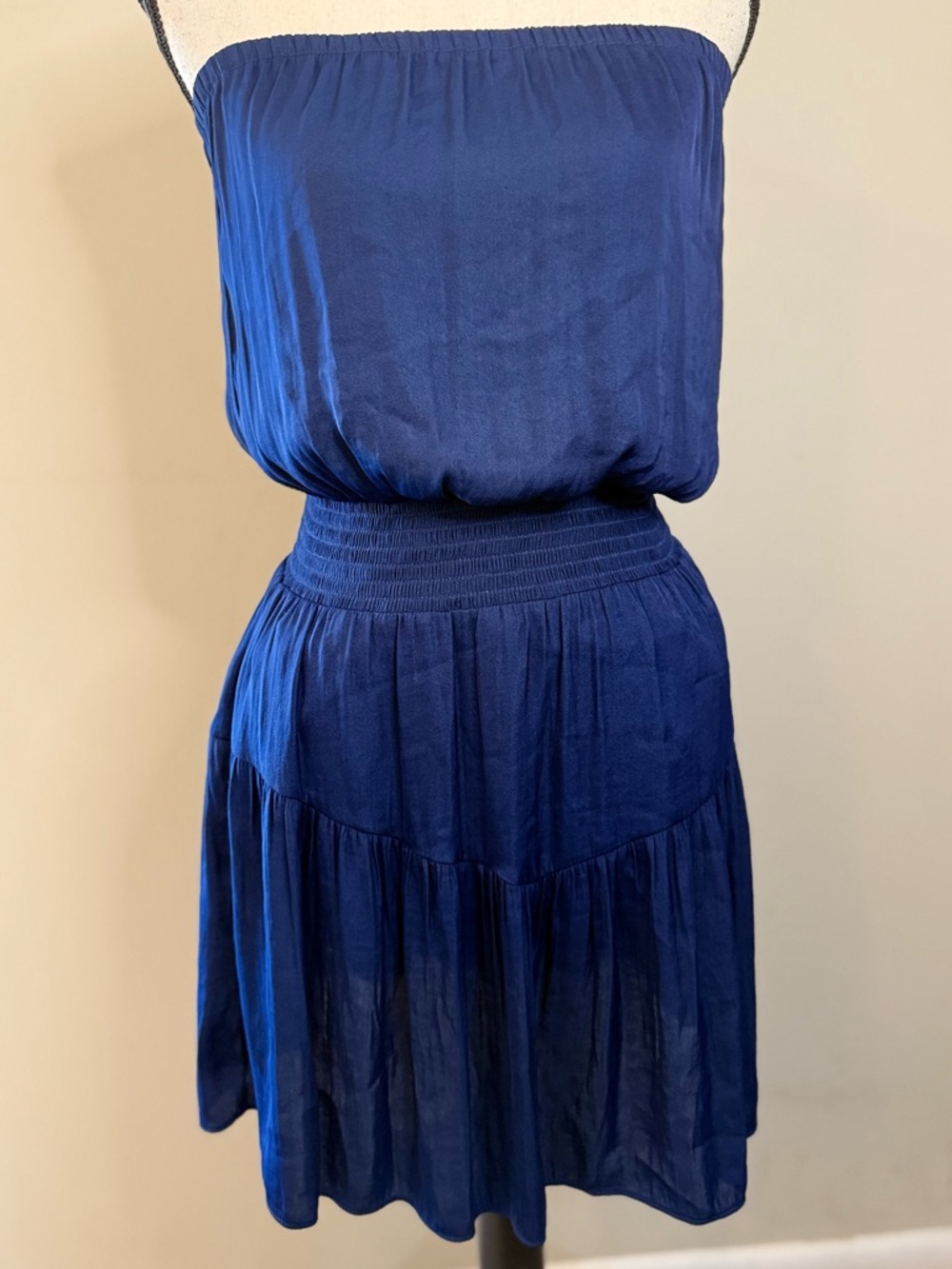 Naked Zebra vibrant navy blue strapless mini dress SZ SM